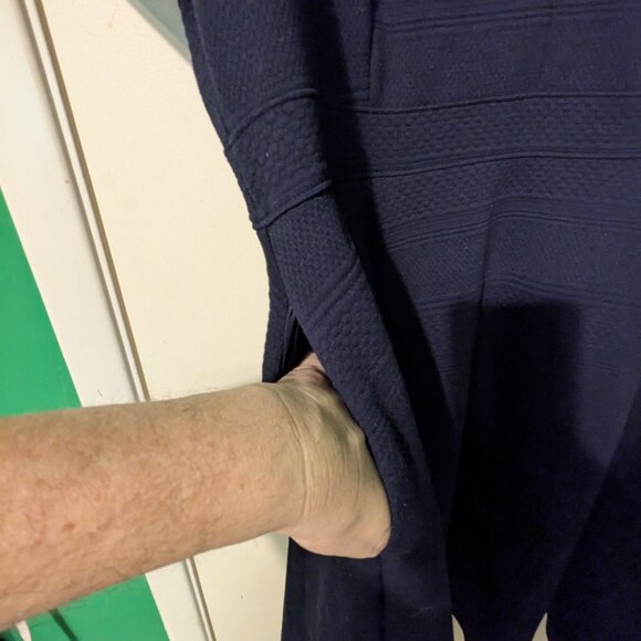Lane Bryant Navy Blue Textured Dress with Pockets - Picture 7 of 9